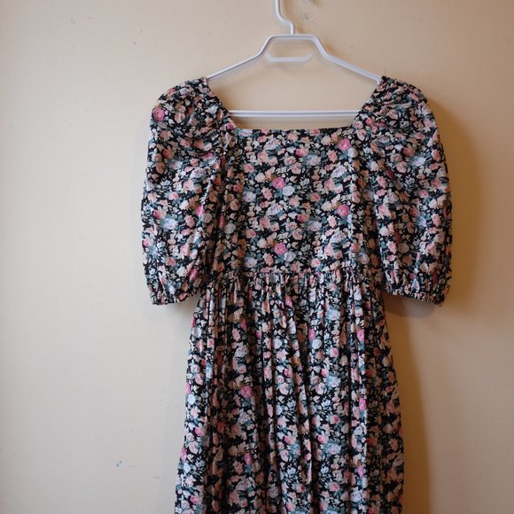 A Bronze Age Floral Puff Sleeve Mini Dress - Picture 6 of 15